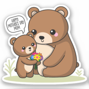 Happy Mother's Day Mum Cute Mama Bear and Her Cub
