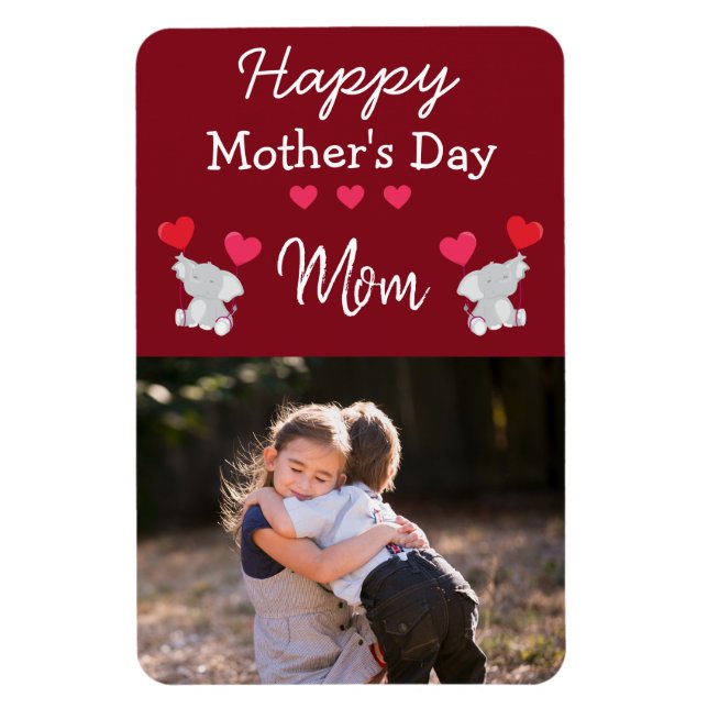 Happy Mother's Day Mum Elephant Photo Magnet (Vertical)