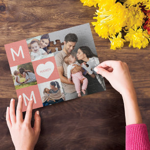 Happy Mother's Day Mum, Family Photo Collage Jigsaw Puzzle