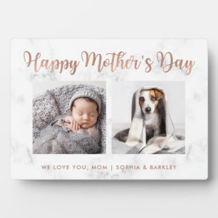 Happy Mother's Day Mum Faux Rose Gold Photo Grid Plaque
