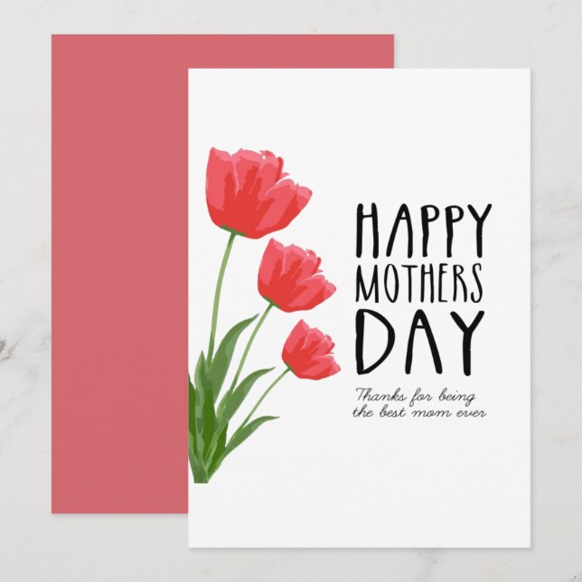Happy Mothers Day Mum Flower Holiday Card (Front/Back)