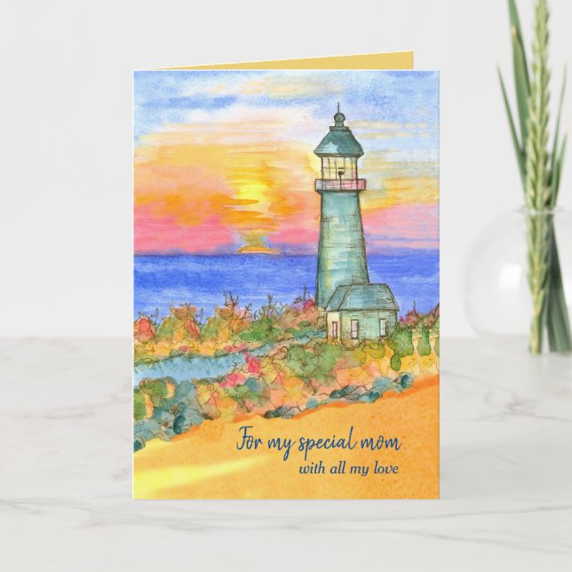 Happy Mother's Day Mum Lighthouse Sunrise Card (Front)