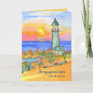 Happy Mother's Day Mum Lighthouse Sunrise Card