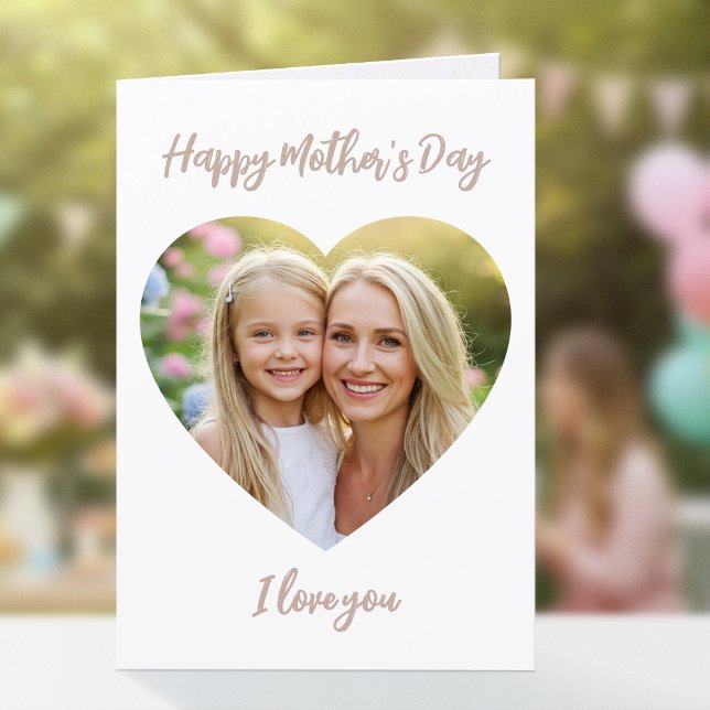 Happy Mother's Day Mum Photo Cute Heart Cappuccino Card (Creator Uploaded)