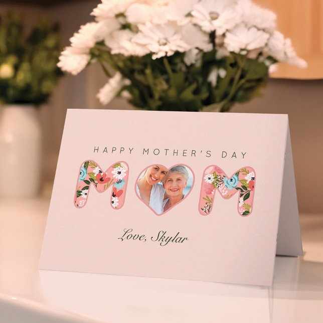 Happy Mother's Day Mum Pink Floral Blossom Photo Card (Creator Uploaded)