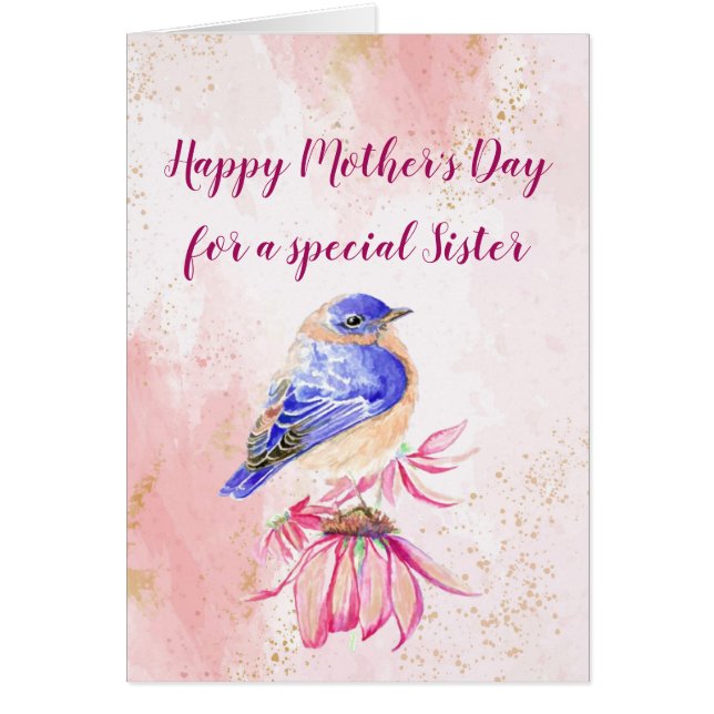 Happy Mother's Day Mum Sister  Bluebird Art (Front)