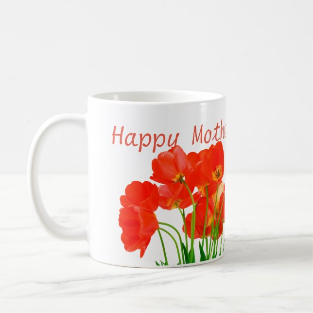 Happy Mother's Day Mum White Mug Tulips Fine Gift (Left)