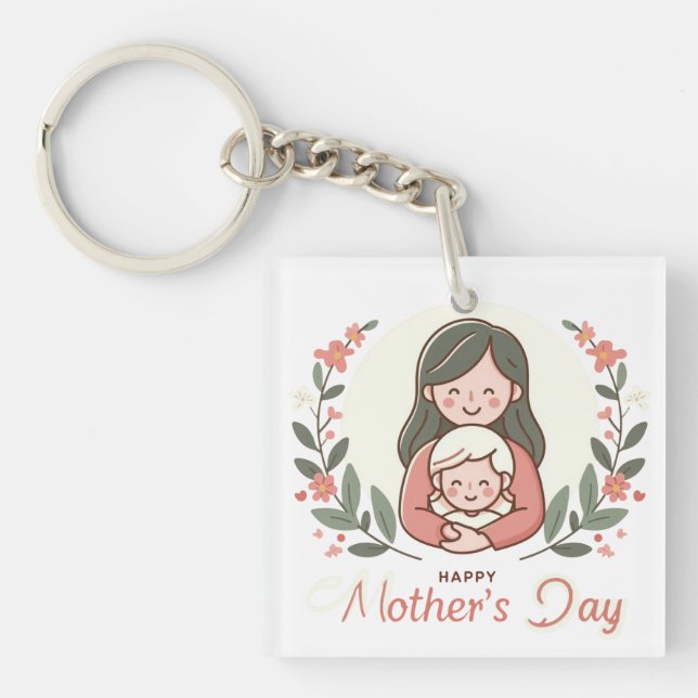 Happy Mother's Day - Mum's Embrace Floral Keychain (Front)