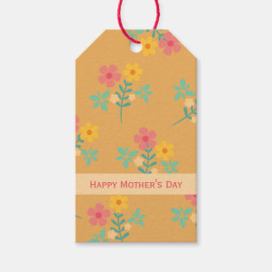 Happy Mother's Day Mustard Retro Daisy Bouquet Gift Tags