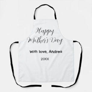 Happy mothers day name date year with love simple apron
