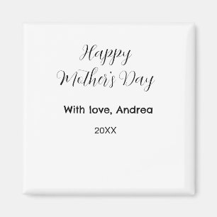 Happy mothers day name date year with love simple  magnet