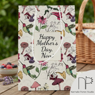 Happy Mother's Day Noni Hummingbird Garden Travel Medium Gift Bag