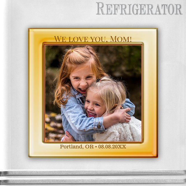 Happy Mother's Day Ocher Gold Photo Magnet (Photo magnet featuring your own favorite photo framed by an ocher gold design - Mother's Day - mom)