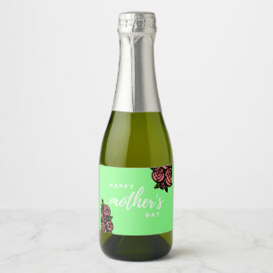 Happy mother's day on green sparkling wine label