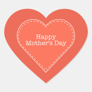 Happy Mother's Day Orange Heart Sticker