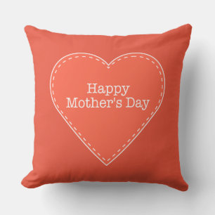 Happy Mother's Day Orange Heart Throw Pillows