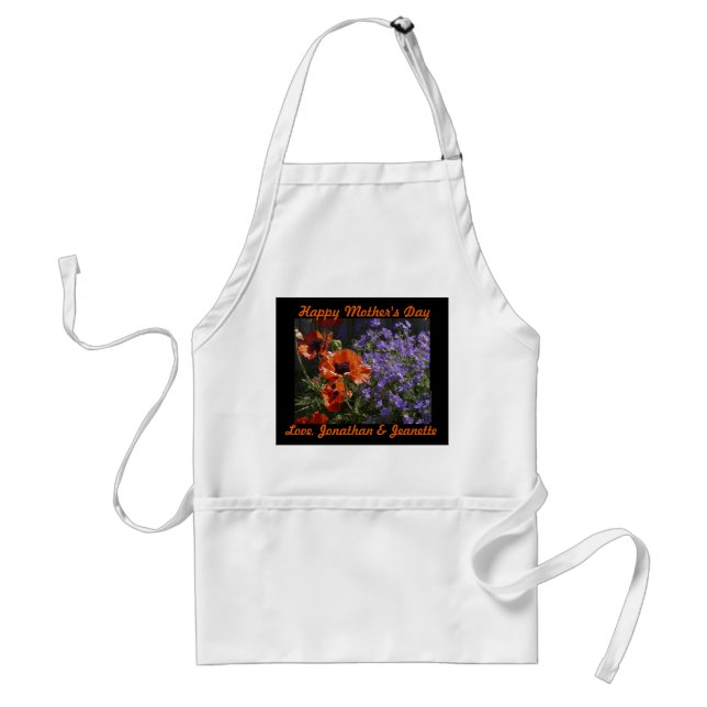Happy Mother's Day, Orange Poppies, Name, Floral Standard Apron (Front)