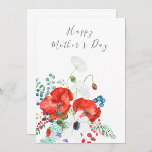 happy mother's day orange poppy  flower card