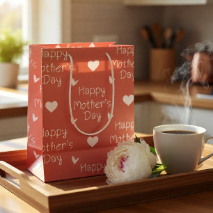 Happy Mother's day orange script Medium Gift Bag