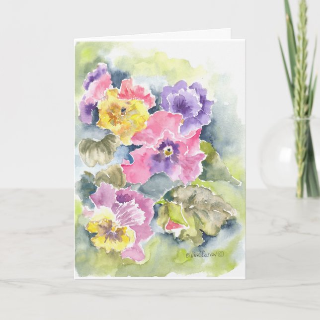 Happy Mother's Day Pansies Watercolor Card. Card (Front)