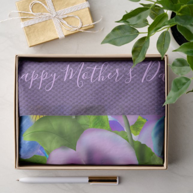 Happy Mother's Day Pansy Violet Flowers Watercolor Tissue Paper (Gift)