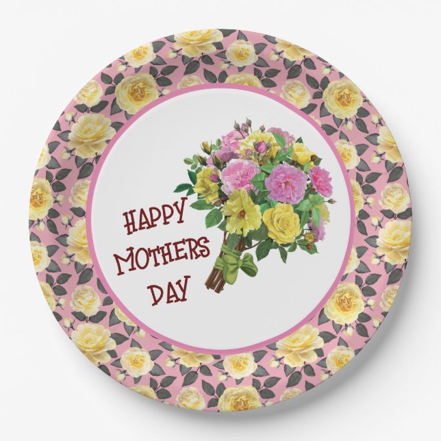 Happy Mothers Day Paper Plate (Front)