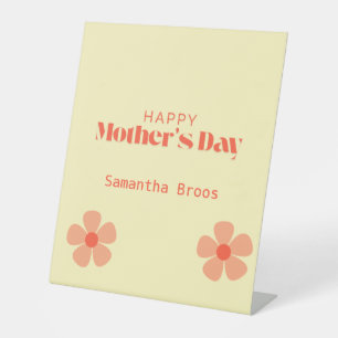 Happy Mother's day peach flowers pink Pedestal Sign