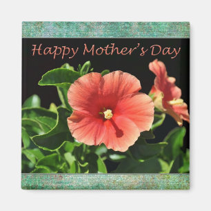 Happy Mother's Day Peach Hibiscus Magnet