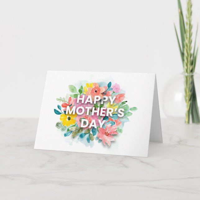 Happy Mothers Day Personalised Floral Greeting Card (Front)