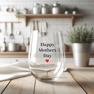 Happy Mothers Day Personalised Stemless Wine Glass