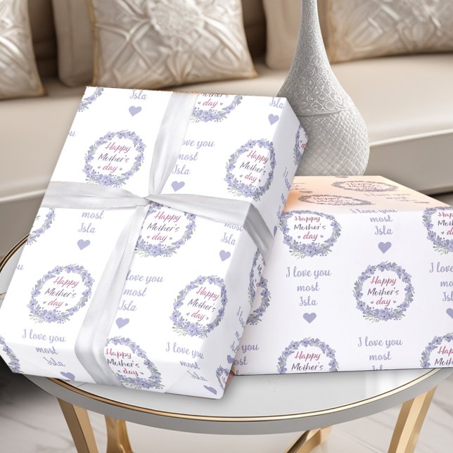 Happy Mother's Day Personalised Text Name Floral Wrapping Paper (Happy Mother's Day Personalized Text Name Floral Wrapping Paper)