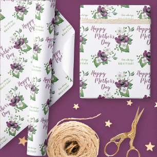 Happy Mothers Day - Personalised Watercolor Floral Wrapping Paper