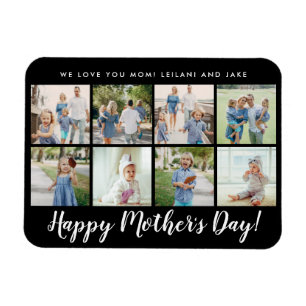 Happy Mother's Day Photo Collage Custom Black Magnet