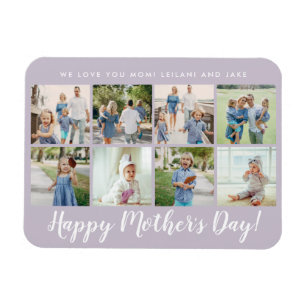Happy Mother's Day Photo Collage Custom Lavender Magnet