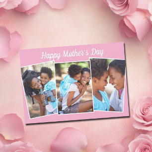 Happy Mother's Day Photo Collage Cute Pink Card