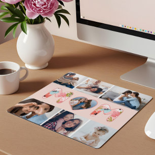 Happy Mother's Day Photo Collage & Floral Pattern Mouse Mat
