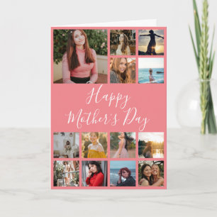 Happy Mother's Day Photo Collage Pink and White Card