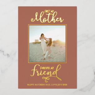 Happy Mother's Day Photo Elegant Foil Holiday Card