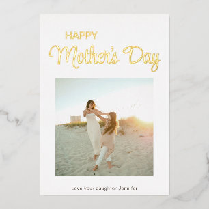 Happy Mother's Day Photo Minimalist Foil Holiday Card