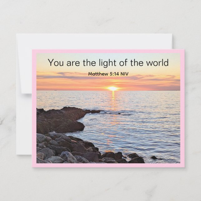 Happy Mother's Day Photo of Sunset and Ocean Pink Holiday Card (Front)
