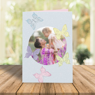 Happy Mother's Day Photo Pastel Cute Butterflies  Card
