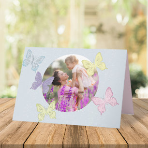 Happy Mother's Day Photo Pastel Cute Butterflies  Card