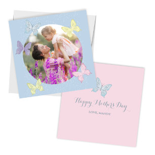 Happy Mother's Day Photo Pastel Cute Butterflies  Card