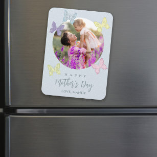 Happy Mother's Day Photo Pastel Cute Butterflies  Magnet