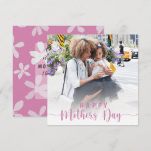 Happy Mothers Day Photo & Pink Floral Holiday Card
