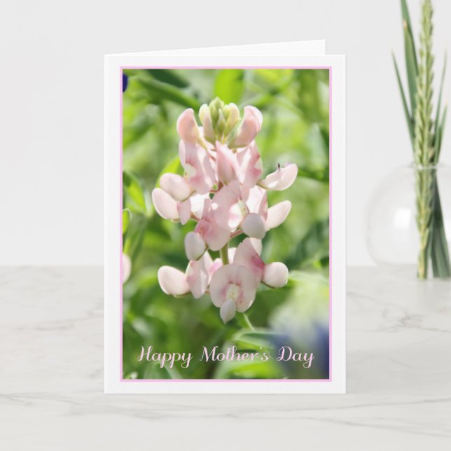 Happy Mother's Day Pink Bluebonnet Greeting Card (Front)