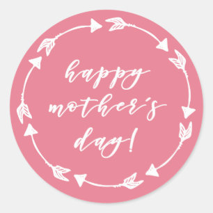 Happy Mother's Day! Pink Boho Mother's Day Classic Round Sticker