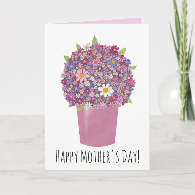 Happy Mother's Day Pink bouquet of flowers", Card (Front)