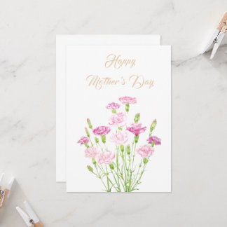 happy mother's day pink carnation flower card