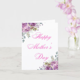 happy mothers day pink floral minimalist  card
